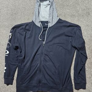 Under Armour Men's Dark Blue and Light Gray Zip-Up Sweater